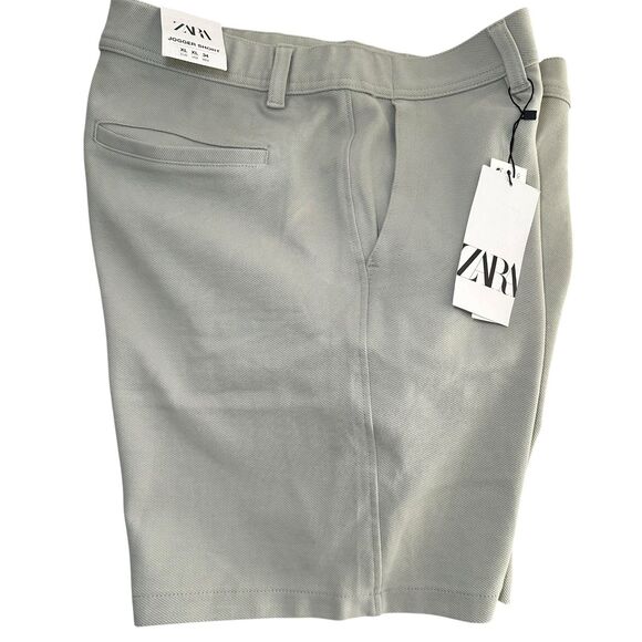 Zara Man Jogger Chino Shorts Men Size XL Light Green Normcore Causal Preppy NEW - Picture 1 of 6